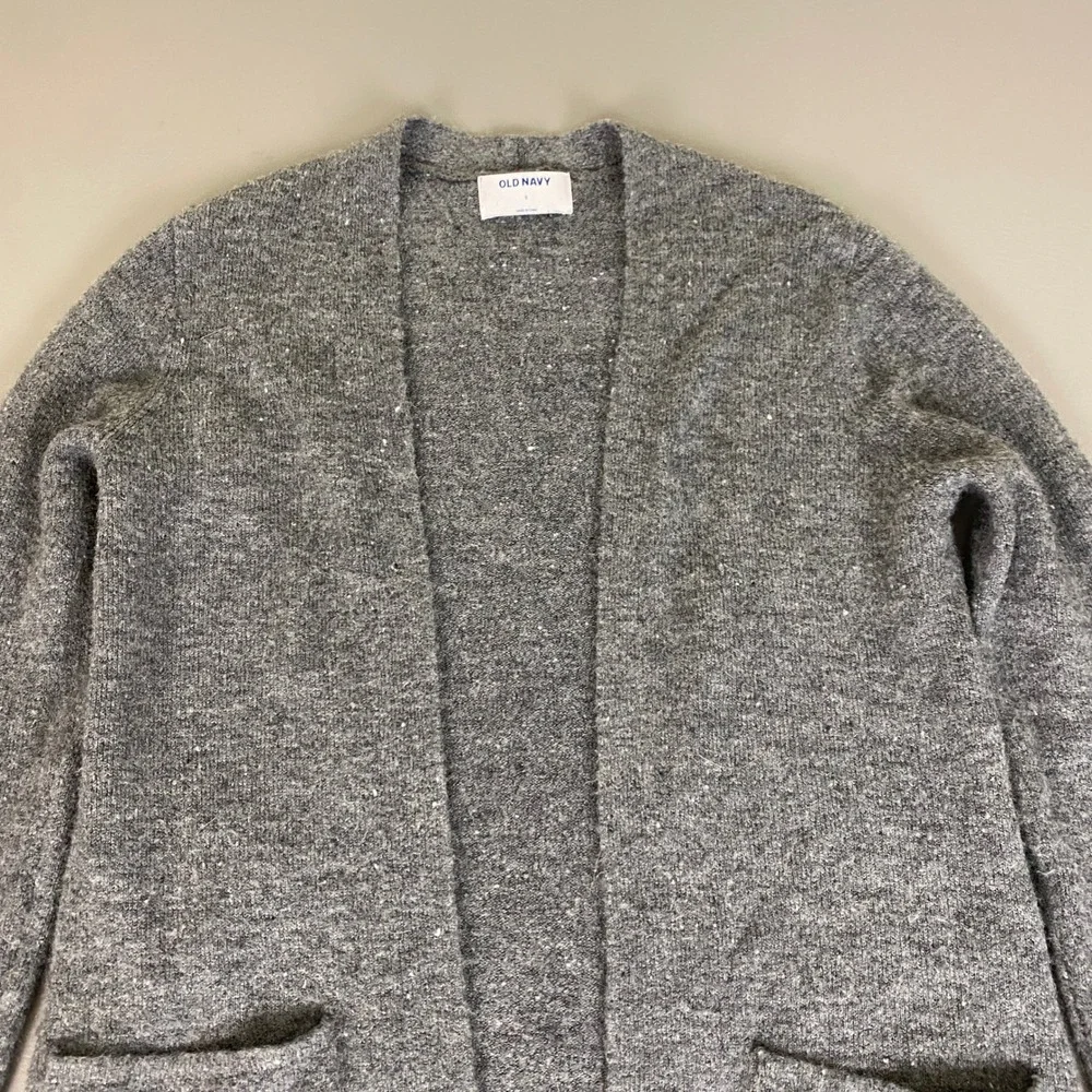 Old Navy Cardigan Sweater Women's‎ Size Small Gray Speckled Open Front Pockets
